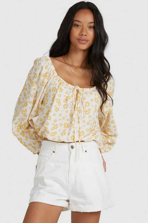 Blusa Roxy M/L Soho Sessions Bright White Mini Flower