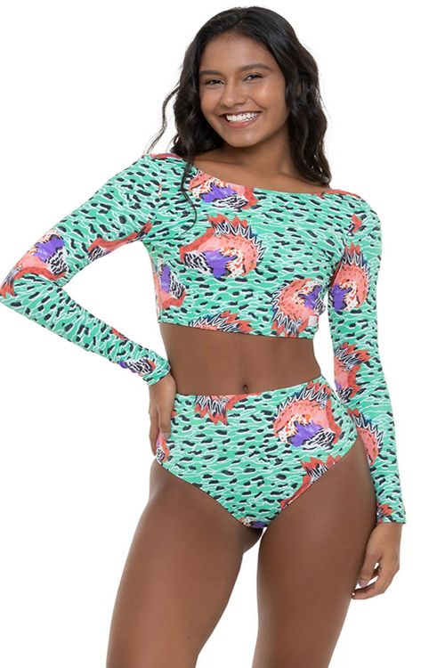 Biquíni Roxy Top Stella Jean Crop Ls Holy Green Melie