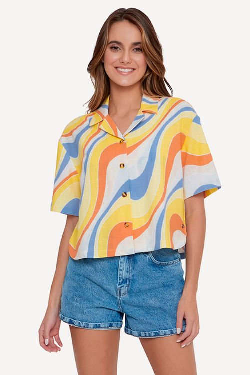 Camisa Roxy M/C Rad Days Again Tiger Lily Cruz Washed