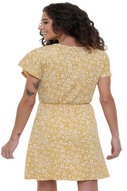 Vestido Roxy Simple Thoughts Ochre Woodblock Ditsy