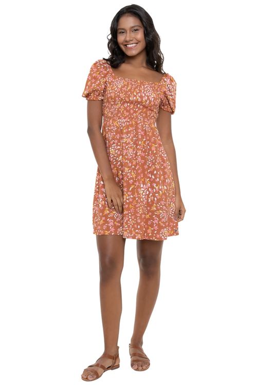 Vestido Roxy Hello Petal Mini Baked Clay Dancing Days