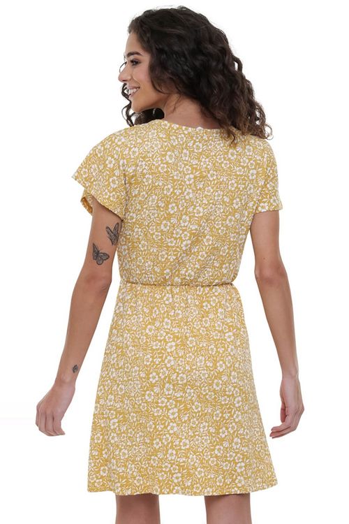 Vestido Roxy Simple Thoughts Ochre Woodblock Ditsy