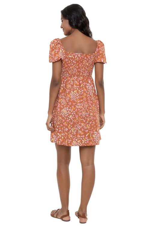 Vestido Roxy Hello Petal Mini Baked Clay Dancing Days