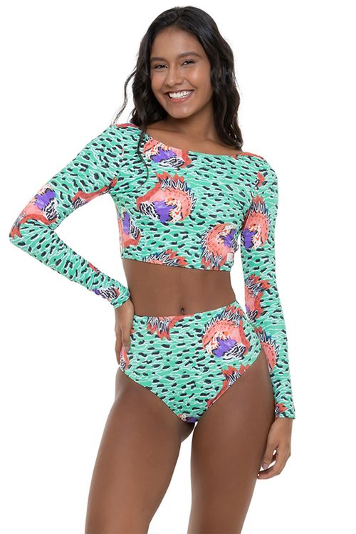 Biquíni Roxy Top Stella Jean Crop Ls Holy Green Melie