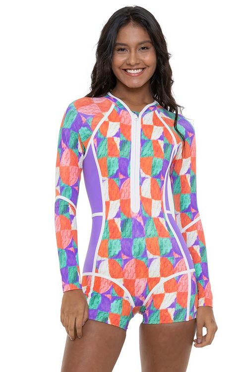 Maiô Roxy Stella Jean Surf Onesie Lycra Holly Green Zo
