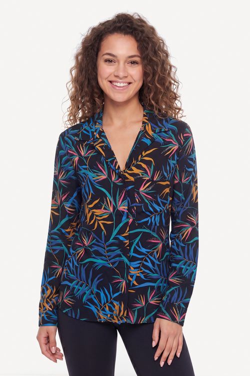 Camisa Roxy M/l Mess Is Mine Imp Anthracite Wild Leaves