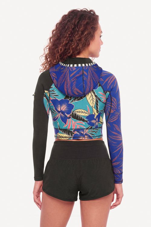 Jaqueta Roxy Pop Surf Polynesia Imp Pop Floral/Dark Jade