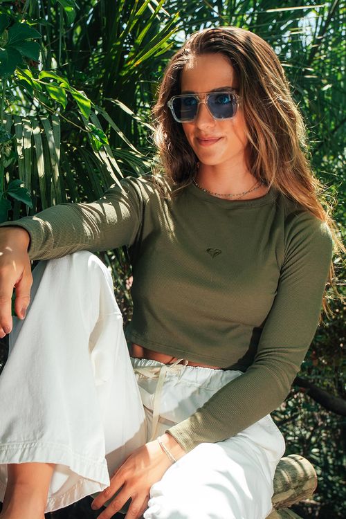Blusa Roxy M/l Casual Verde Escuro