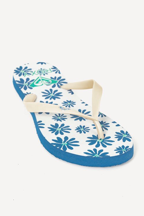 Chinelo Roxy Paradise Flower Off White/Azul