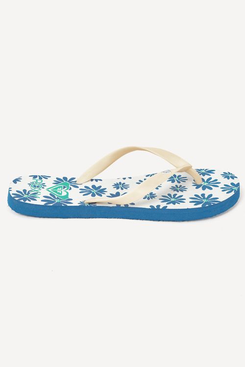 Chinelo Roxy Paradise Flower Off White/Azul